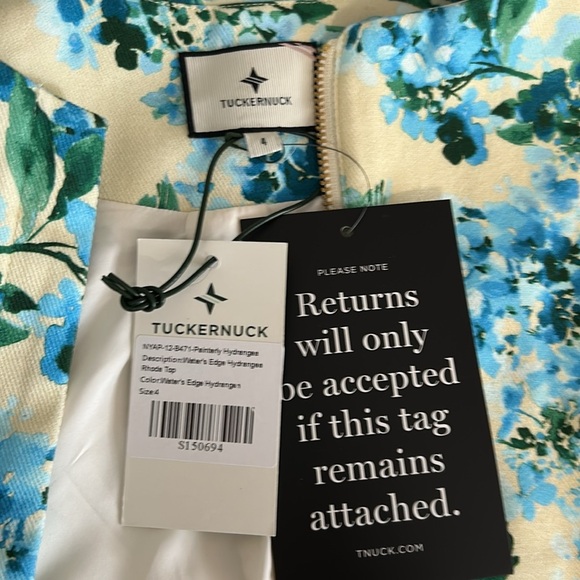 TUCKERNUCK Waters Edge Hydrangea Rhoda Tunic Top Blue Size 4 NEW - Picture 9 of 14